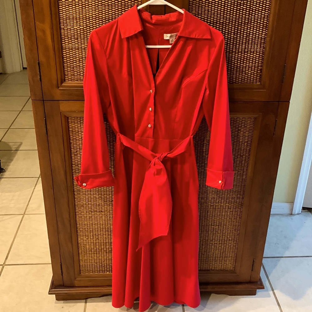 Unique style red dress, zippered back